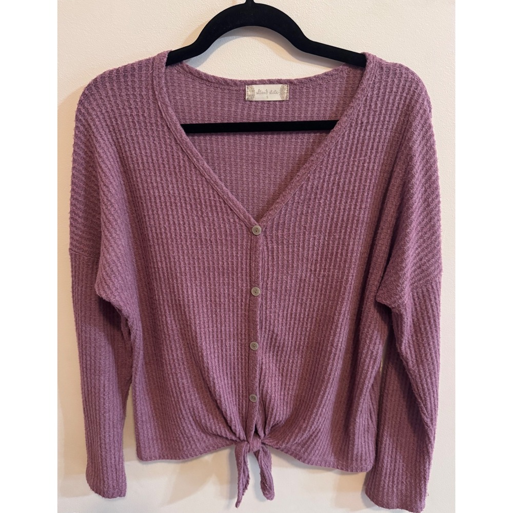 Altar'd State Lavender Waffle Knit Tie Front Cardigan Cozy Boho Cottagecore S